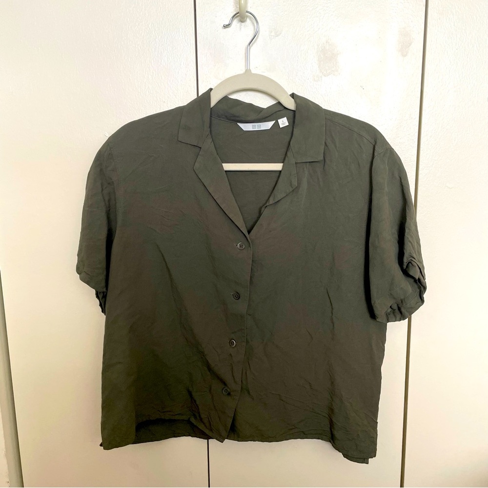 Uniqlo - Green Linen Short Sleeve Shirt - S